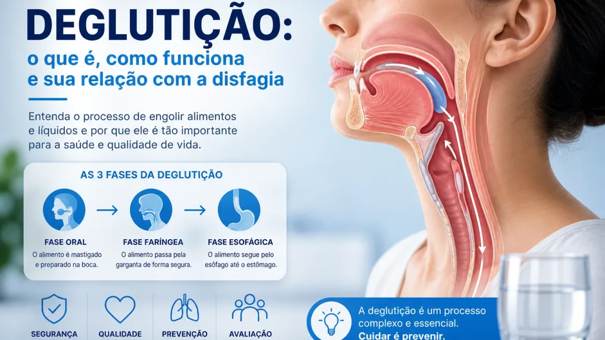 Explicação do processo de deglutição e sinais de dificuldade para engolir